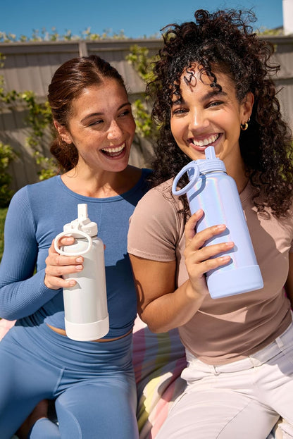 ThermoFlask Insulated Water Bottle with Spout Lid (24 oz, Lemonade Stand) - Leakproof, Stainless Steel Water Bottle for Cold & Hot Drinks, Travel & Daily Hydration