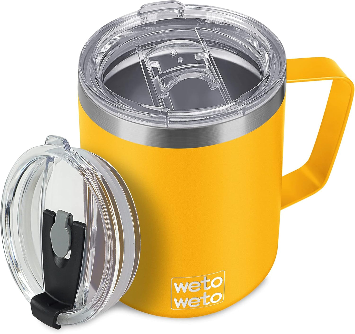 WETOWETO 14 oz Coffee Mug, Vacuum Insulated Camping Mug with Lid, Double Wall Stainless Steel Travel Tumbler Cup, Thermal Coffee Mug, Powder Coated Navy Blue