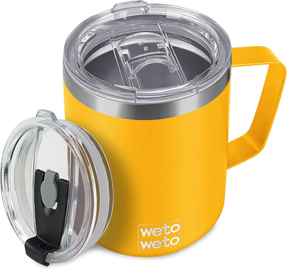 WETOWETO 14 oz Coffee Mug, Vacuum Insulated Camping Mug with Lid, Double Wall Stainless Steel Travel Tumbler Cup, Thermal Coffee Mug, Powder Coated Navy Blue