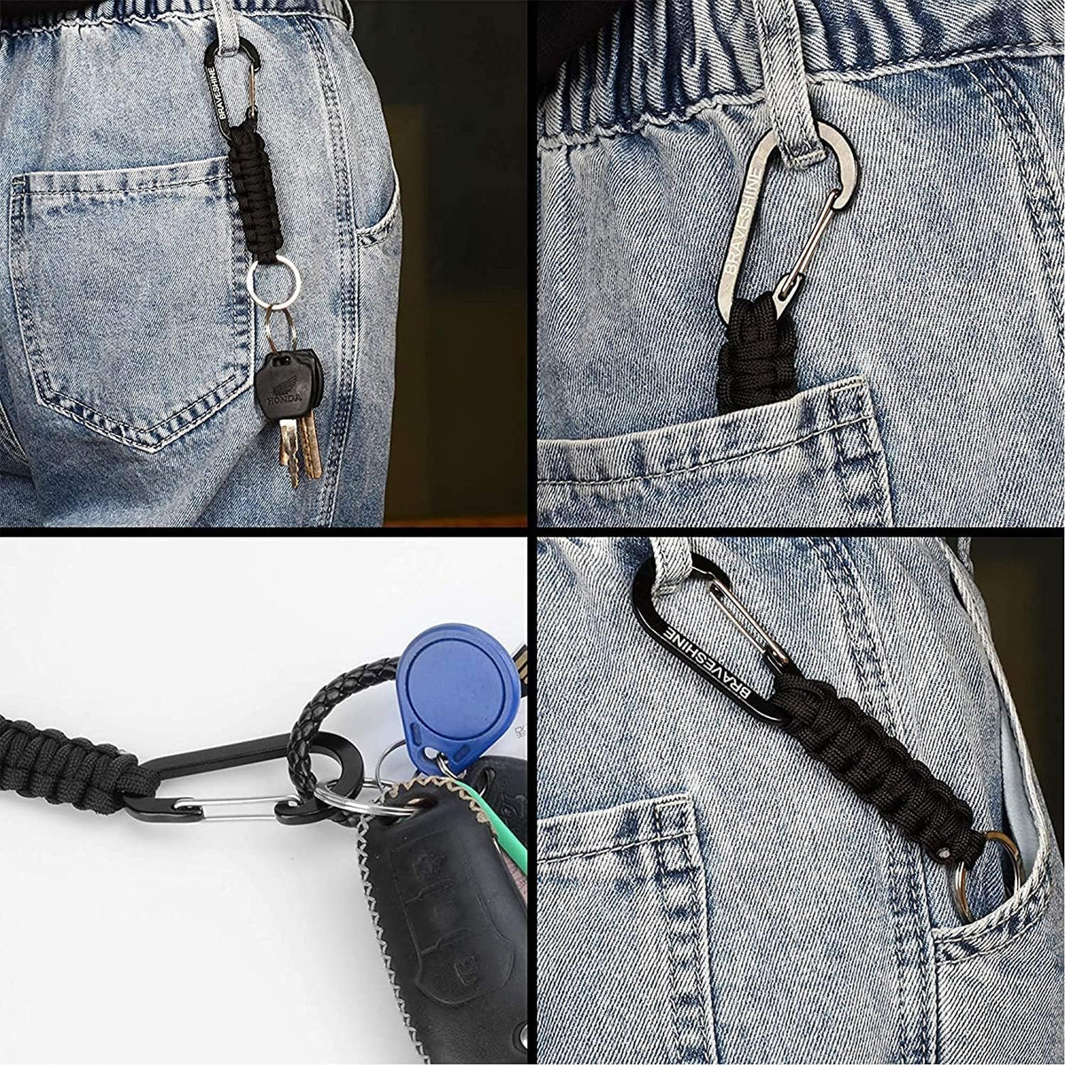 Paracord Keychain Carabiner Clip | D Ring Hanger Lanyard Hook