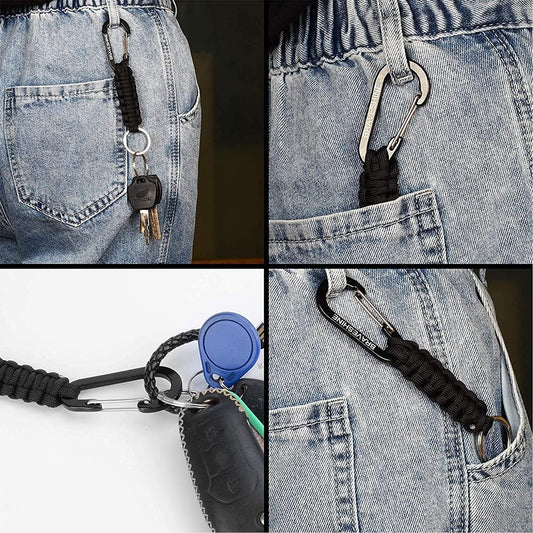 Paracord Keychain Carabiner Clip | D Ring Hanger Lanyard Hook