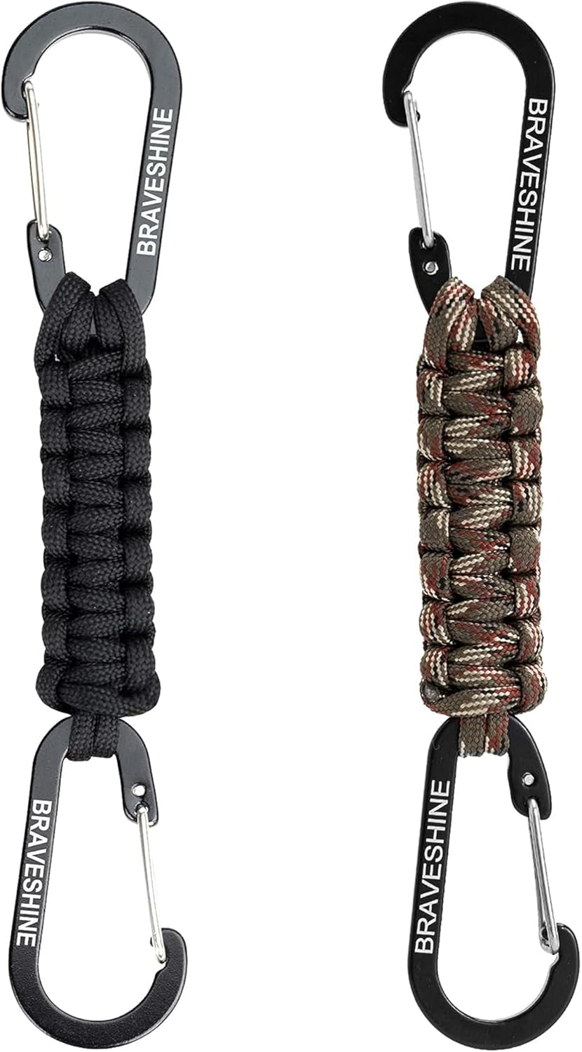 Paracord Keychain Carabiner Clip | D Ring Hanger Lanyard Hook