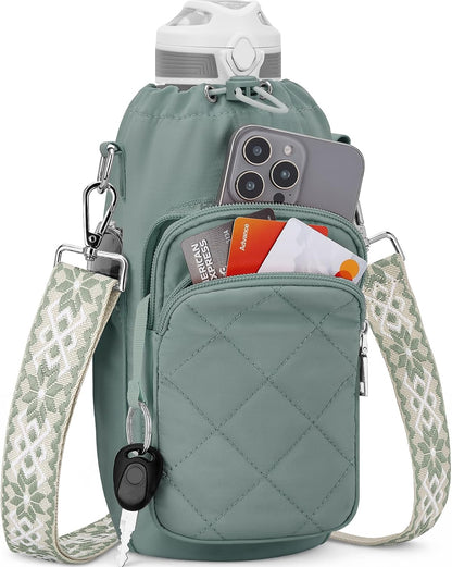 Water Bottle Bag Crossbody，Insulated Holder Purse