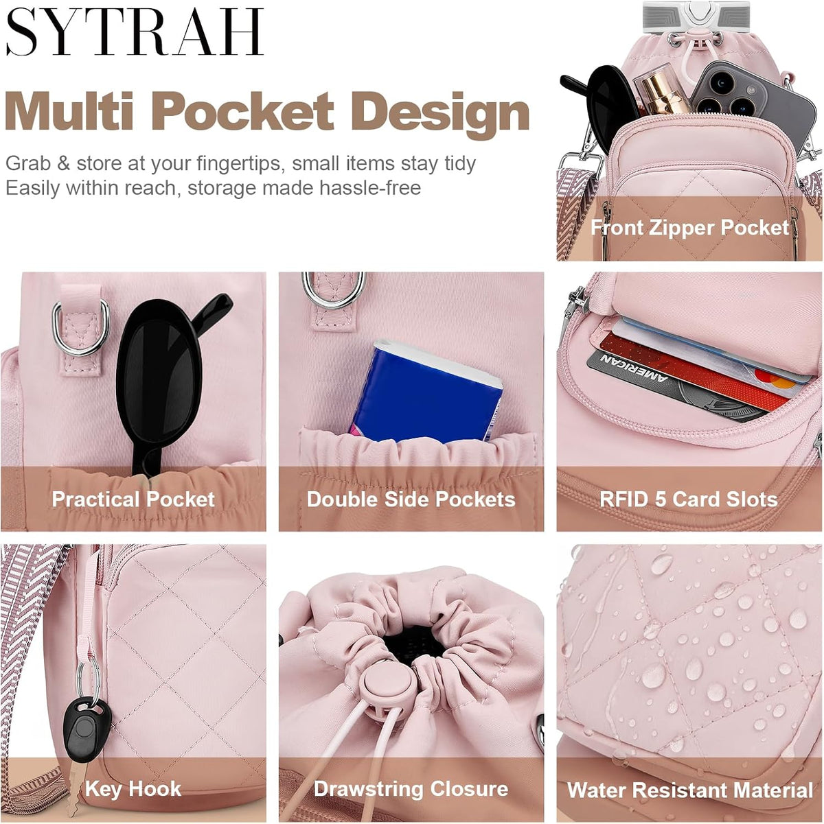 Water Bottle Bag Crossbody，Insulated Holder Purse