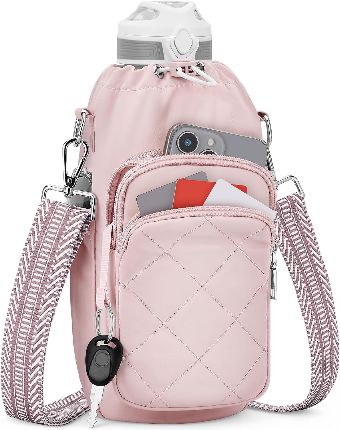 Water Bottle Bag Crossbody，Insulated Holder Purse
