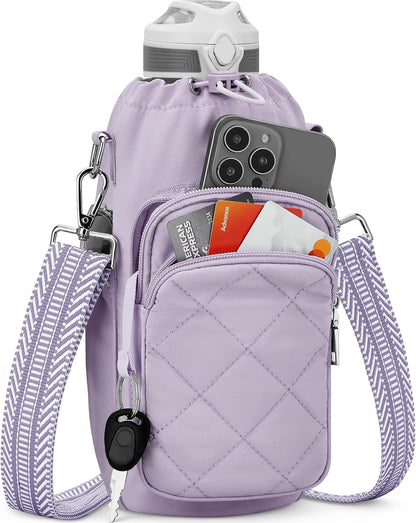 Water Bottle Bag Crossbody，Insulated Holder Purse