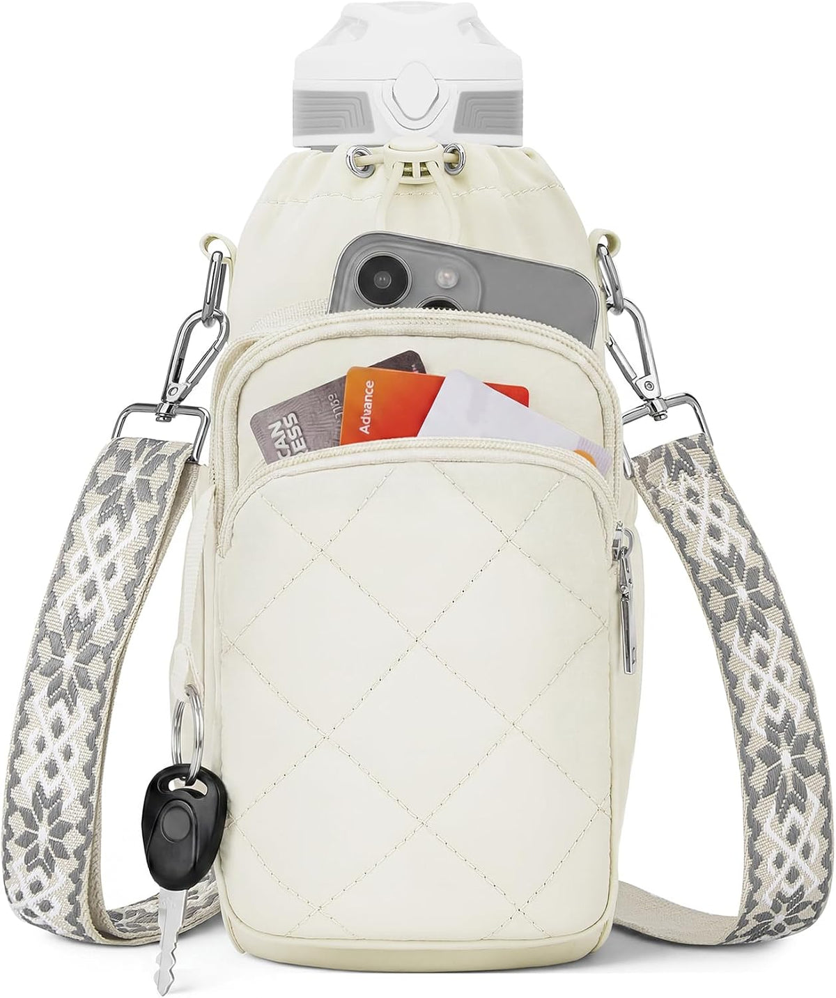 Water Bottle Bag Crossbody，Insulated Holder Purse