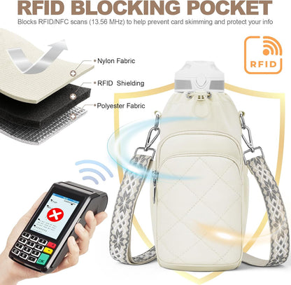 Water Bottle Bag Crossbody，Insulated Holder Purse