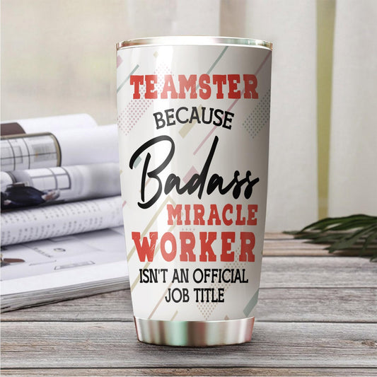 Miracle Worker Nutrition Facts Teamster Tumbler Stainless Steel 20oz, Funny Gifts Bulks For Office Women Men Work Friend Coworker, Driking Coffee Cup For Birthday Christmas