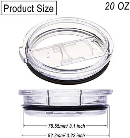 Tumbler Lid for 20 Oz Yeti Rambler and 10 Oz Lowball Tumblers Cups, Splash Proof and Straw Friendly (Lid Only)- 20 Ounce