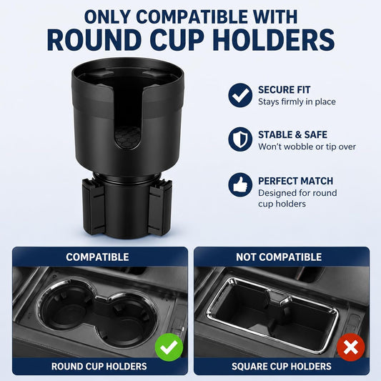 Car Cup Holder Expander, Large Cup Holder Extender for Car