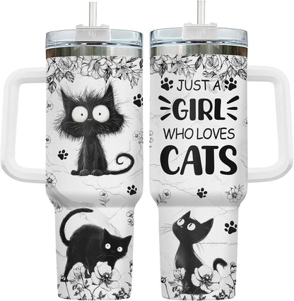 Funny Cat Will Not Harm My 40 oz Tumbler with Handle, Cat Lover Gift | Feline Lover Gift, Feline Kitty Whiskers Paw Meow Fur Baby Heifer Ranch Farmhouse Cattle Moo Tumbler