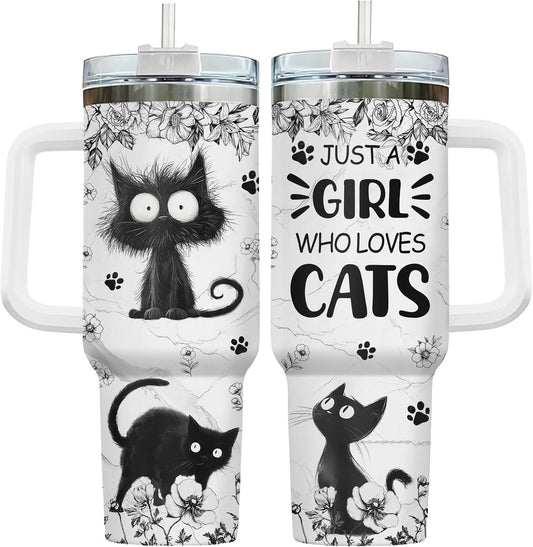 Funny Cat Will Not Harm My 40 oz Tumbler with Handle, Cat Lover Gift | Feline Lover Gift, Feline Kitty Whiskers Paw Meow Fur Baby Heifer Ranch Farmhouse Cattle Moo Tumbler