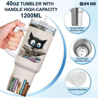 Funny Cat Will Not Harm My 40 oz Tumbler with Handle, Cat Lover Gift | Feline Lover Gift, Feline Kitty Whiskers Paw Meow Fur Baby Heifer Ranch Farmhouse Cattle Moo Tumbler