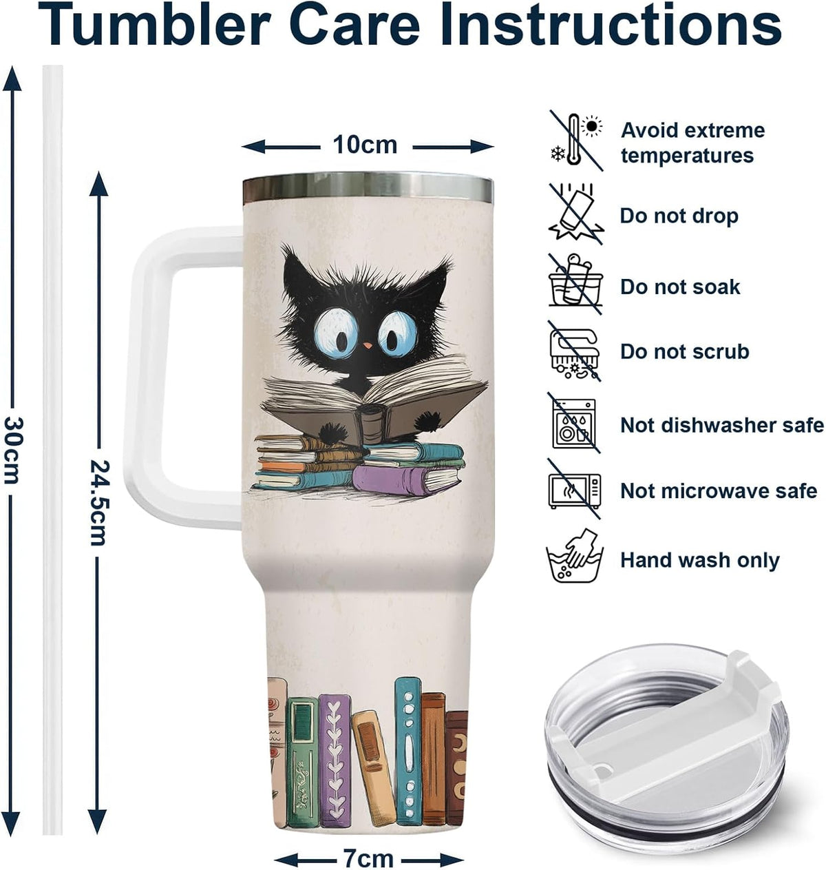 Funny Cat Will Not Harm My 40 oz Tumbler with Handle, Cat Lover Gift | Feline Lover Gift, Feline Kitty Whiskers Paw Meow Fur Baby Heifer Ranch Farmhouse Cattle Moo Tumbler
