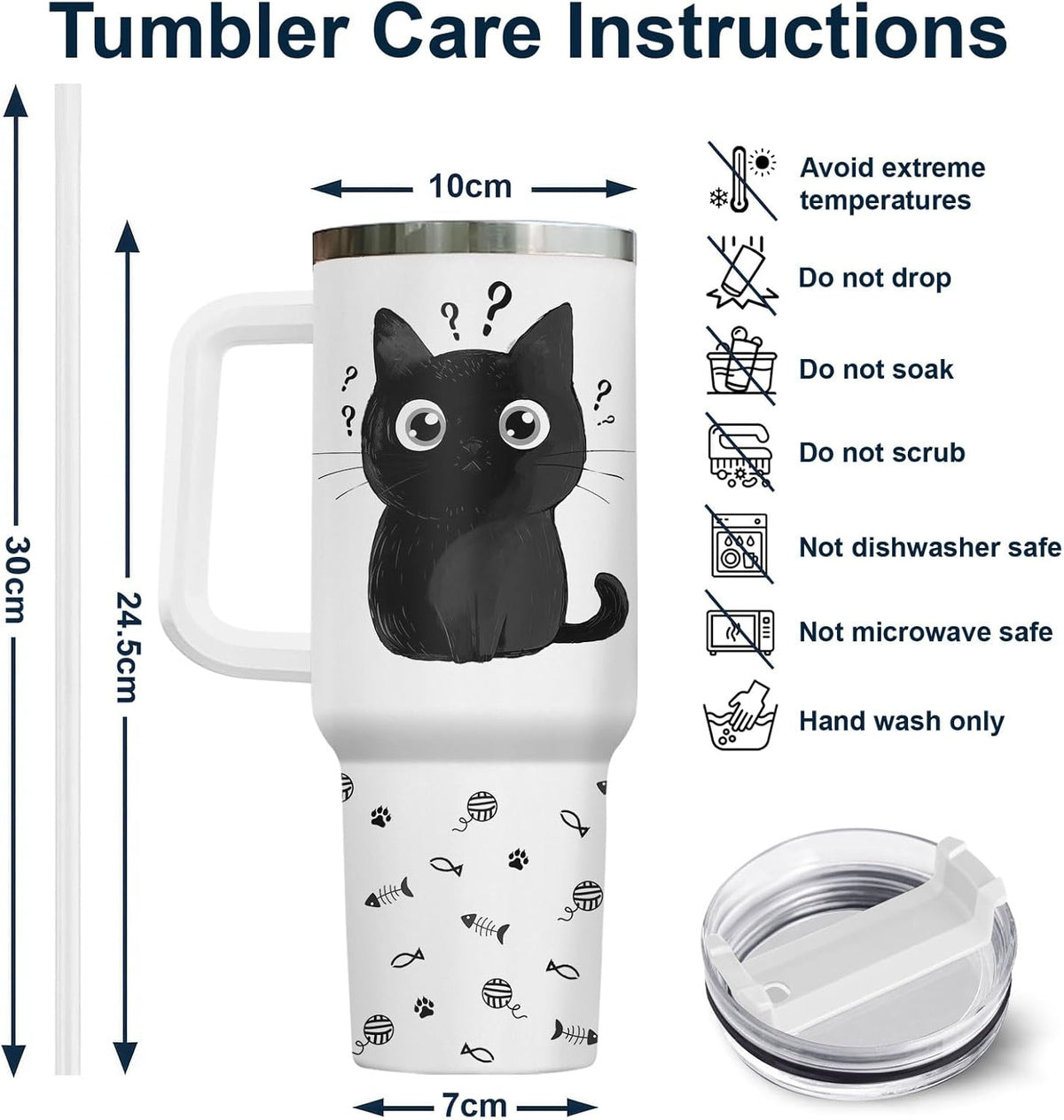 Funny Cat Will Not Harm My 40 oz Tumbler with Handle, Cat Lover Gift | Feline Lover Gift, Feline Kitty Whiskers Paw Meow Fur Baby Heifer Ranch Farmhouse Cattle Moo Tumbler