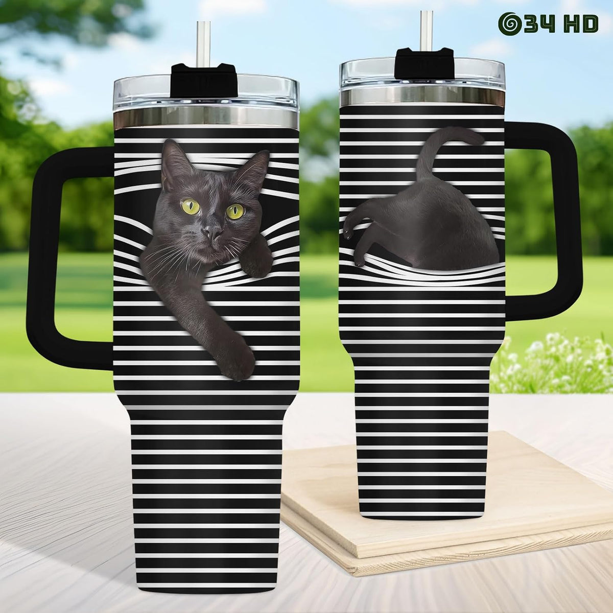 Funny Cat Will Not Harm My 40 oz Tumbler with Handle, Cat Lover Gift | Feline Lover Gift, Feline Kitty Whiskers Paw Meow Fur Baby Heifer Ranch Farmhouse Cattle Moo Tumbler