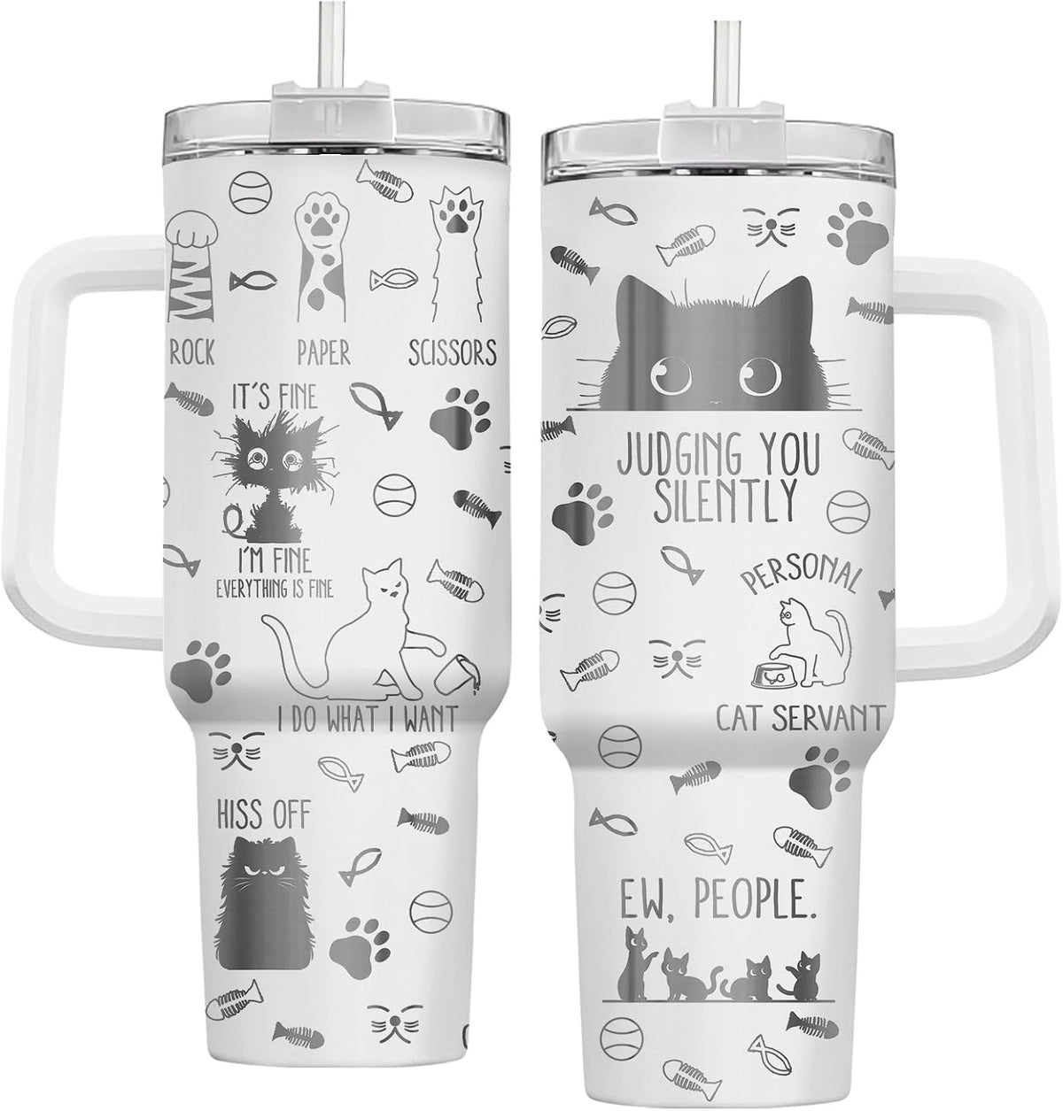 Funny Cat Will Not Harm My 40 oz Tumbler with Handle, Cat Lover Gift | Feline Lover Gift, Feline Kitty Whiskers Paw Meow Fur Baby Heifer Ranch Farmhouse Cattle Moo Tumbler