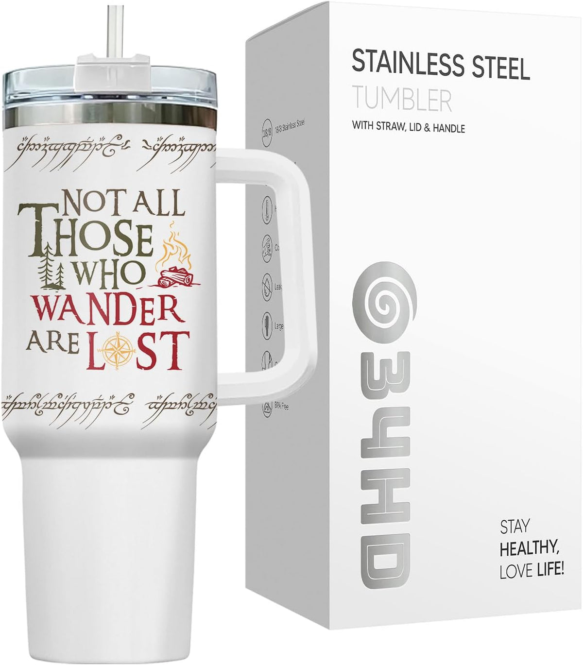 Funny Cat Will Not Harm My 40 oz Tumbler with Handle, Cat Lover Gift | Feline Lover Gift, Feline Kitty Whiskers Paw Meow Fur Baby Heifer Ranch Farmhouse Cattle Moo Tumbler