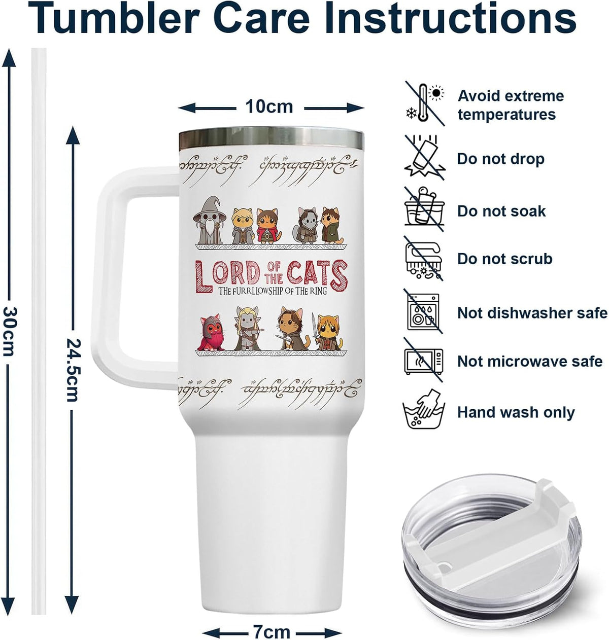 Funny Cat Will Not Harm My 40 oz Tumbler with Handle, Cat Lover Gift | Feline Lover Gift, Feline Kitty Whiskers Paw Meow Fur Baby Heifer Ranch Farmhouse Cattle Moo Tumbler