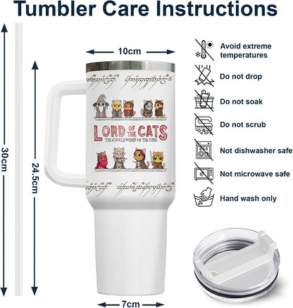 Funny Cat Will Not Harm My 40 oz Tumbler with Handle, Cat Lover Gift | Feline Lover Gift, Feline Kitty Whiskers Paw Meow Fur Baby Heifer Ranch Farmhouse Cattle Moo Tumbler