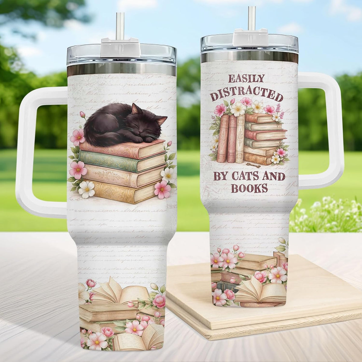 Funny Cat Will Not Harm My 40 oz Tumbler with Handle, Cat Lover Gift | Feline Lover Gift, Feline Kitty Whiskers Paw Meow Fur Baby Heifer Ranch Farmhouse Cattle Moo Tumbler