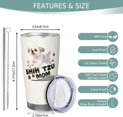 Shih Tzu Gifts for Women 20oz Tumbler, Gift for Shih Tzu Lovers | Lovely Shih Tzu Mom Mug Present, Heartfelt Gift for Female Shih Tzu Pet Owners