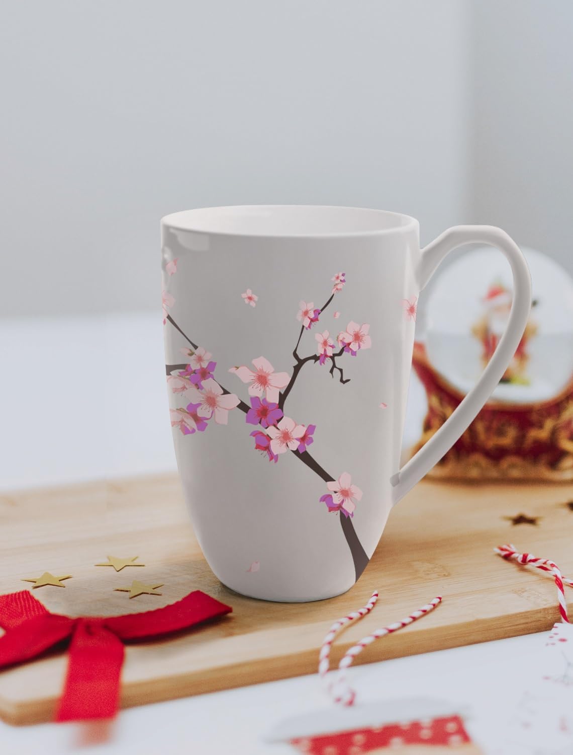 Tea Cup with Infuser and Lid - Tea Mug with Lid for Steeping Loose Leaf Coffee Milk Women Office Home Gift 16oz Navy Flower