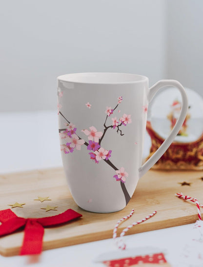 Tea Cup with Infuser and Lid - Tea Mug with Lid for Steeping Loose Leaf Coffee Milk Women Office Home Gift 16oz Navy Flower