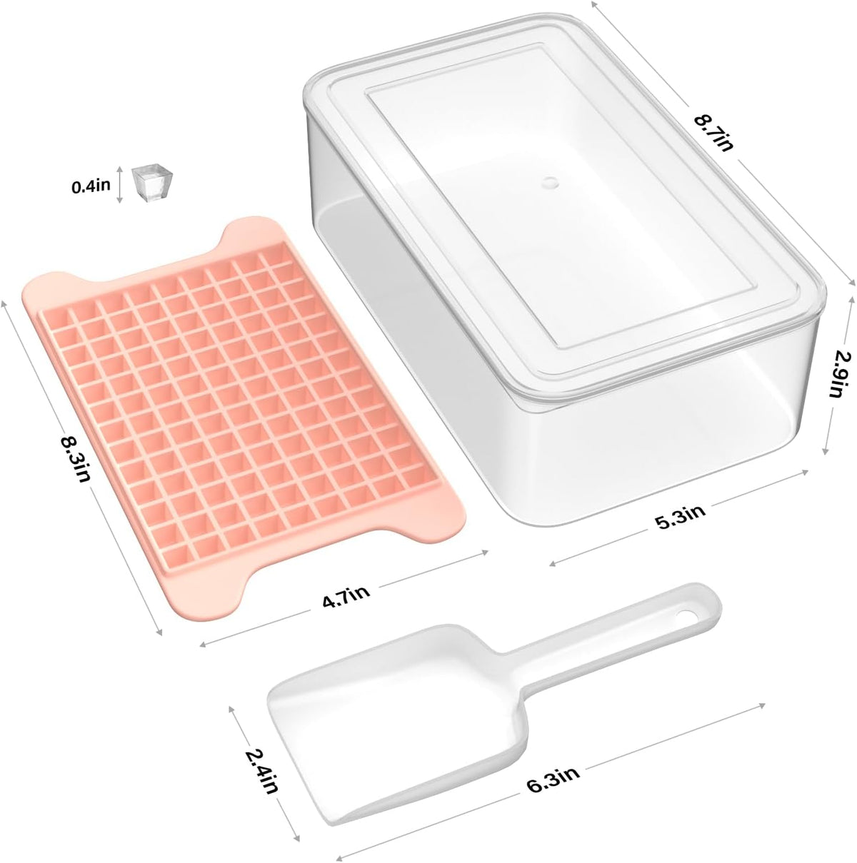 Mini Ice Cube Tray for Freezer: Small Ice Trays for Freezer with Bin - 117×4PCS Easy Release Nugget Ice Tray - Crushed Ice Tray with Container