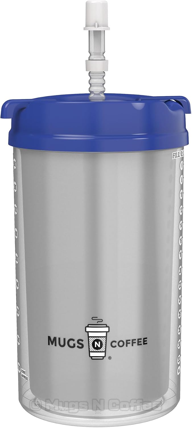 32 oz Travel Mug – Blue Hospital Mug for Cold Drinks – Double Wall Insulated, Large Handle – BPA-Free, Leak-Resistant – Includes Lid and Straw – Made in USA