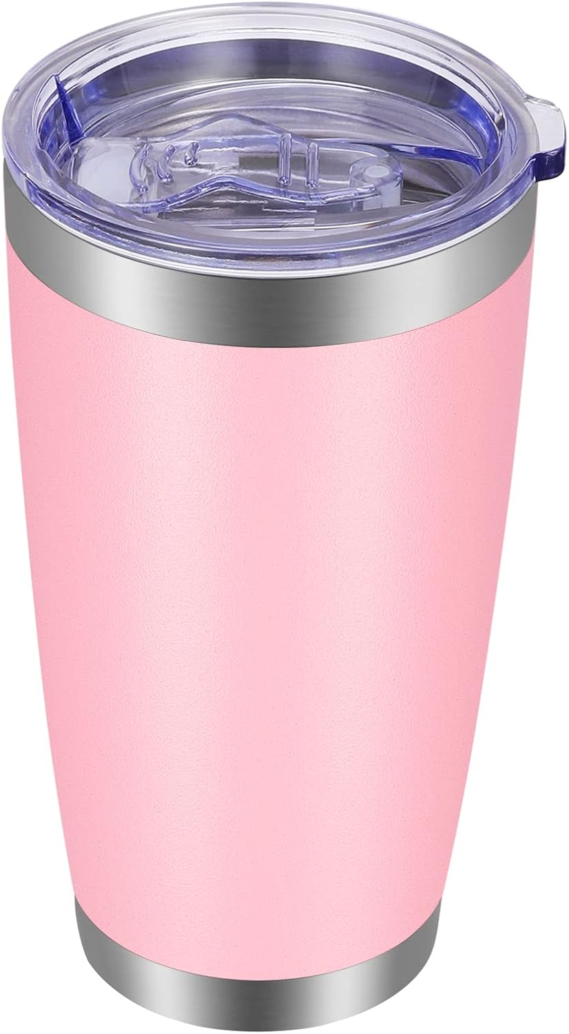 20oz Tumbler with Lid and Straw Stainless Steel Tumbler Cup Vacuum Insulated Double Wall Travel Coffee Mug Powder Coated Coffee Cup, Sky Blue, 1 Pack