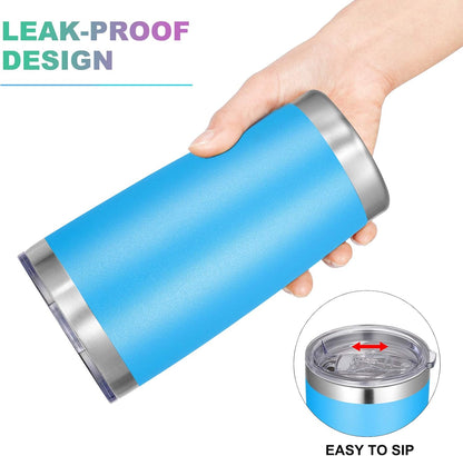 20oz Tumbler with Lid and Straw Stainless Steel Tumbler Cup Vacuum Insulated Double Wall Travel Coffee Mug Powder Coated Coffee Cup, Sky Blue, 1 Pack