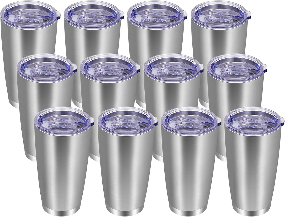 20oz Tumbler with Lid and Straw Stainless Steel Tumbler Cup Vacuum Insulated Double Wall Travel Coffee Mug Powder Coated Coffee Cup, Sky Blue, 1 Pack