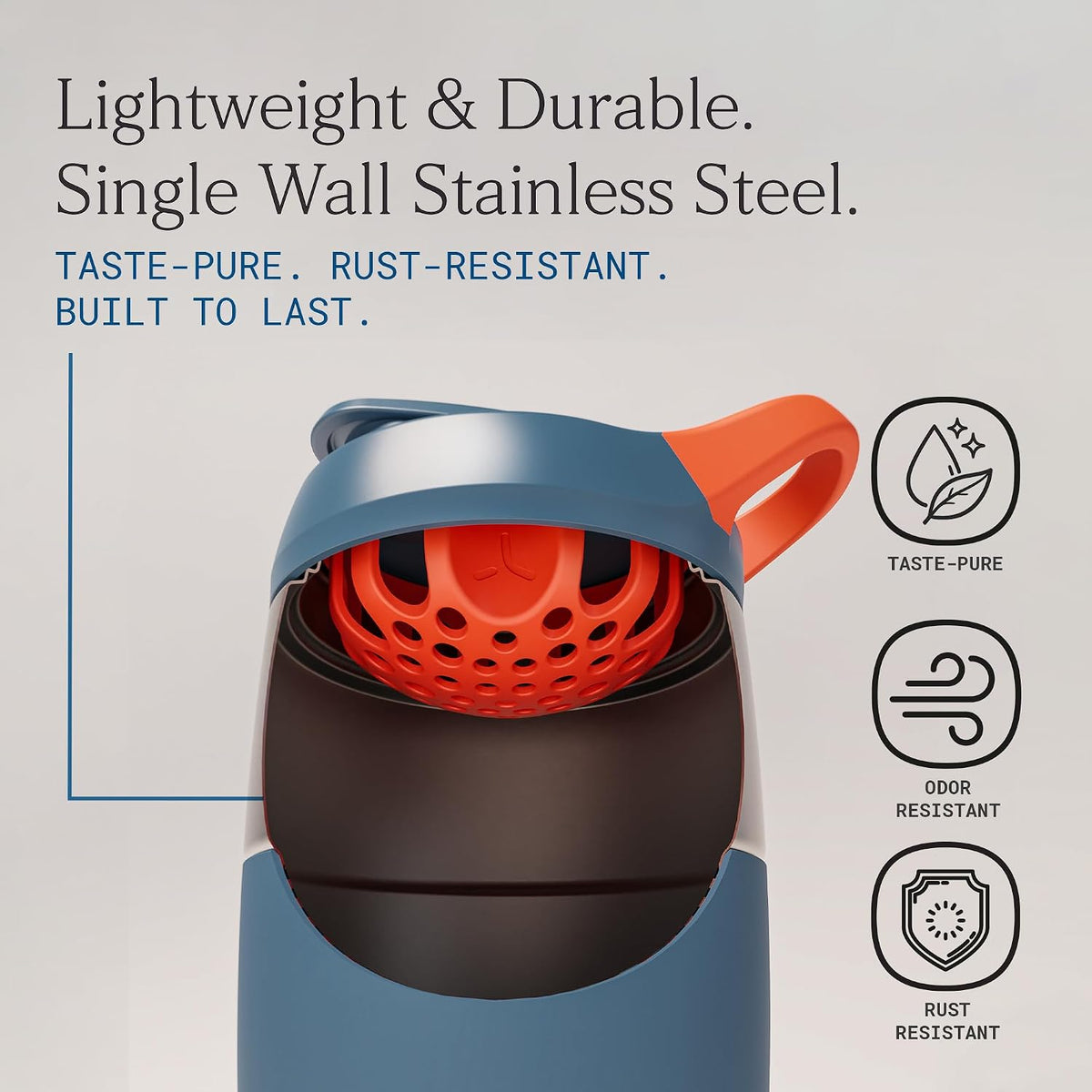 Pursuit Stainless Steel Shaker Bottle 26oz, Midnight Blue