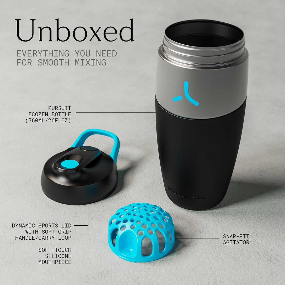 Pursuit Stainless Steel Shaker Bottle 26oz, Midnight Blue
