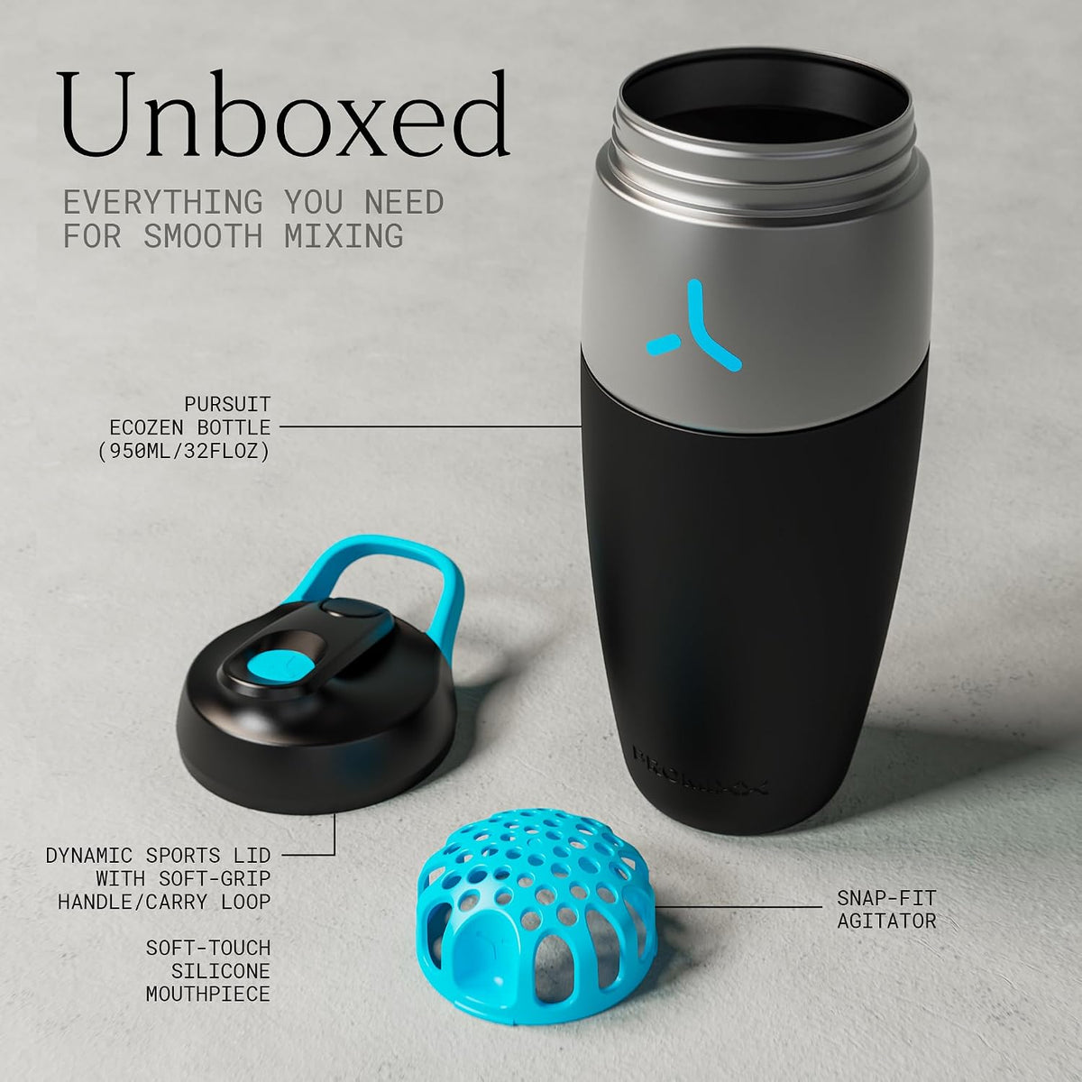 Pursuit Stainless Steel Shaker Bottle 26oz, Midnight Blue