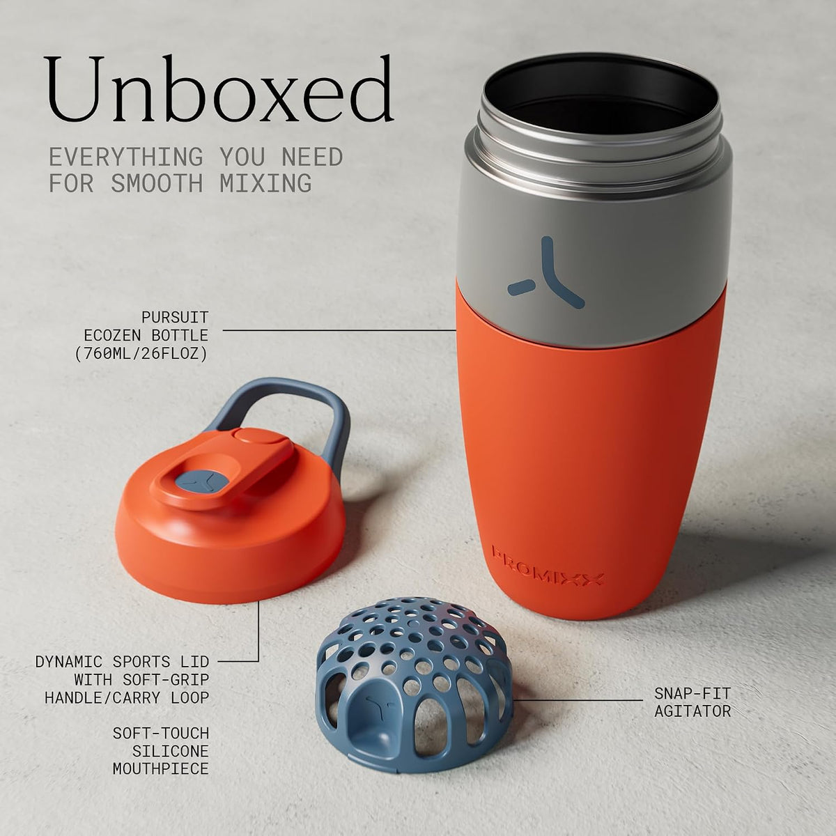 Pursuit Stainless Steel Shaker Bottle 26oz, Midnight Blue