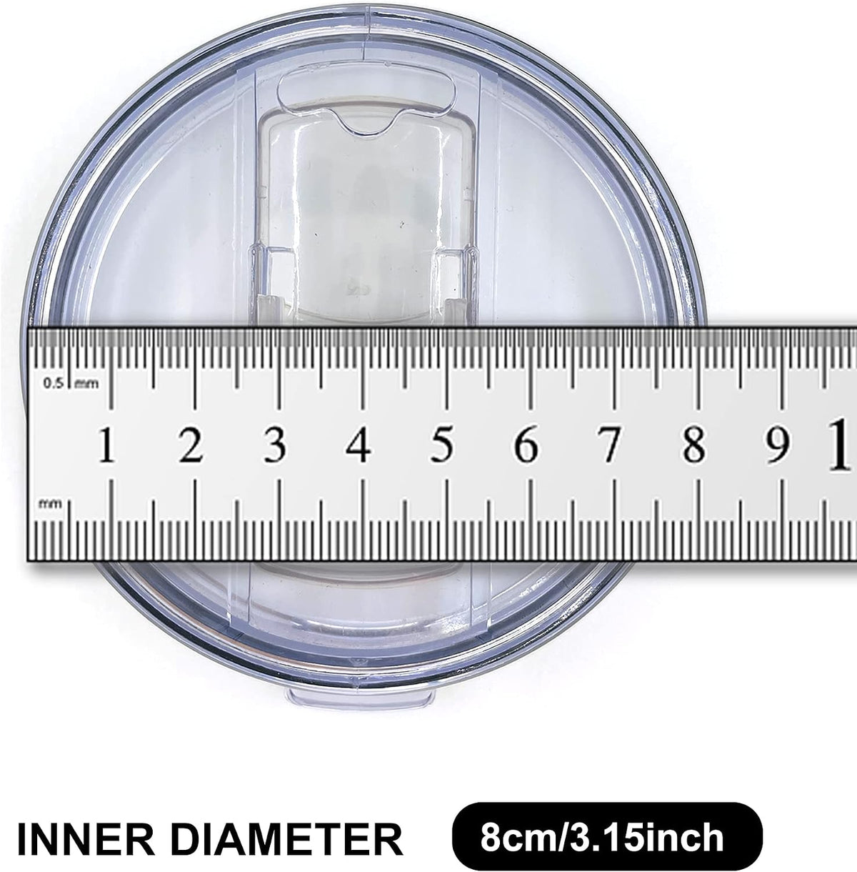 2 Replacement Lids for Stainless Steel Tumbler Travel Cup - Fits OF Inner diameter 3.7 to 3.74 INCH Yeti Rambler and others (Transparent) (30 OZ)