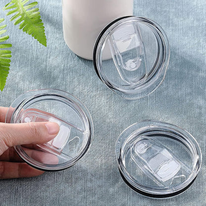 2 Replacement Lids for Stainless Steel Tumbler Travel Cup - Fits OF Inner diameter 3.7 to 3.74 INCH Yeti Rambler and others (Transparent) (30 OZ)