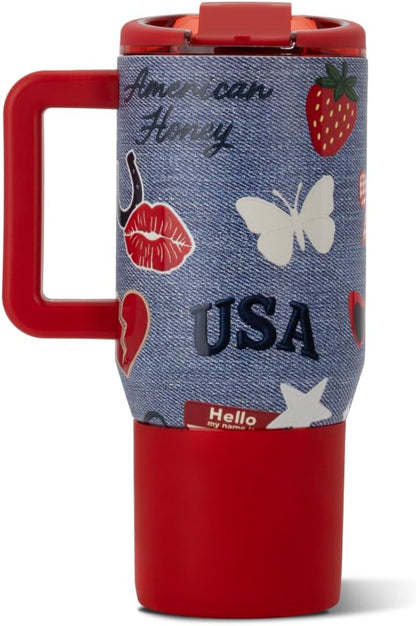 Coffee Traveler 20oz Ceramic-Lined Mug with Handle, Dusty Rose