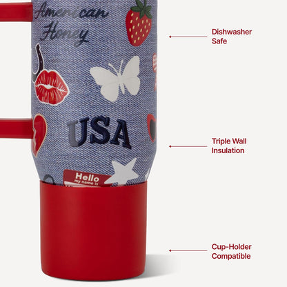 Coffee Traveler 20oz Ceramic-Lined Mug with Handle, Dusty Rose