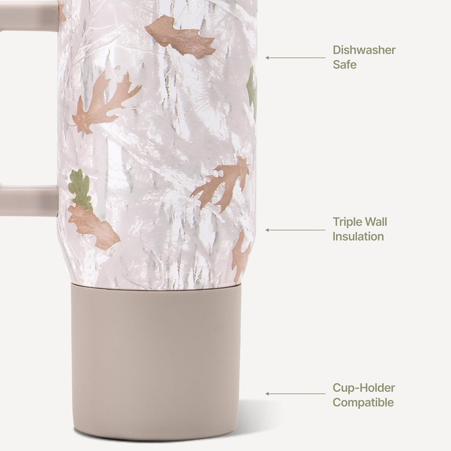 Coffee Traveler 20oz Ceramic-Lined Mug with Handle, Dusty Rose