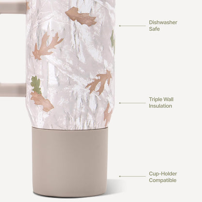 Coffee Traveler 20oz Ceramic-Lined Mug with Handle, Dusty Rose
