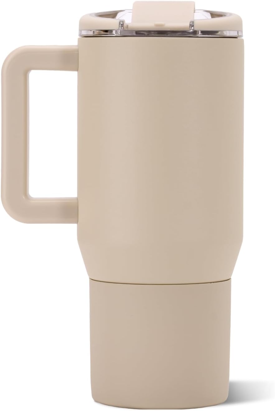 Coffee Traveler 20oz Ceramic-Lined Mug with Handle, Dusty Rose