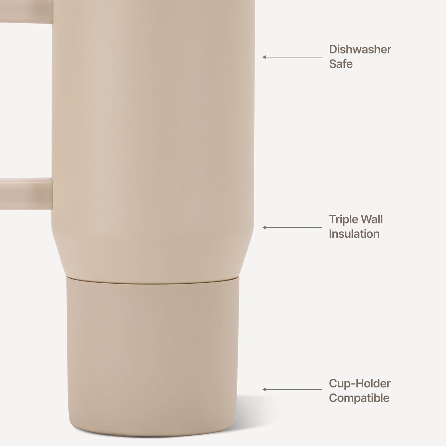 Coffee Traveler 20oz Ceramic-Lined Mug with Handle, Dusty Rose