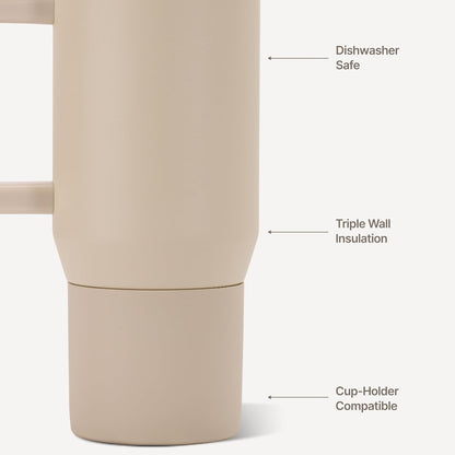 Coffee Traveler 20oz Ceramic-Lined Mug with Handle, Dusty Rose