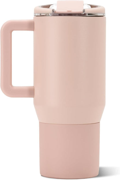 Coffee Traveler 20oz Ceramic-Lined Mug with Handle, Dusty Rose