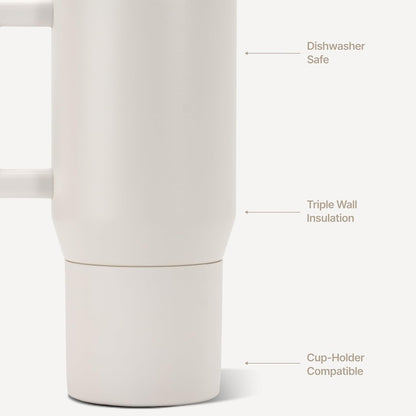 Coffee Traveler 20oz Ceramic-Lined Mug with Handle, Dusty Rose