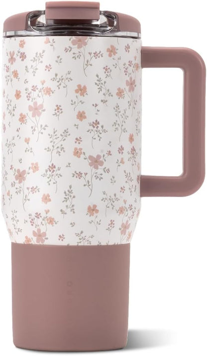 Coffee Traveler 20oz Ceramic-Lined Mug with Handle, Dusty Rose
